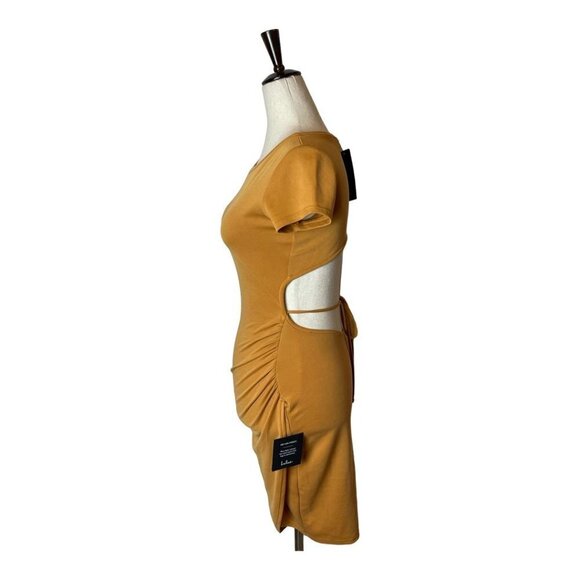 Lulus Orange Casual Allure Dark Mustard‎ Back Cutout Fitted Mini Dress XS - Picture 6 of 11